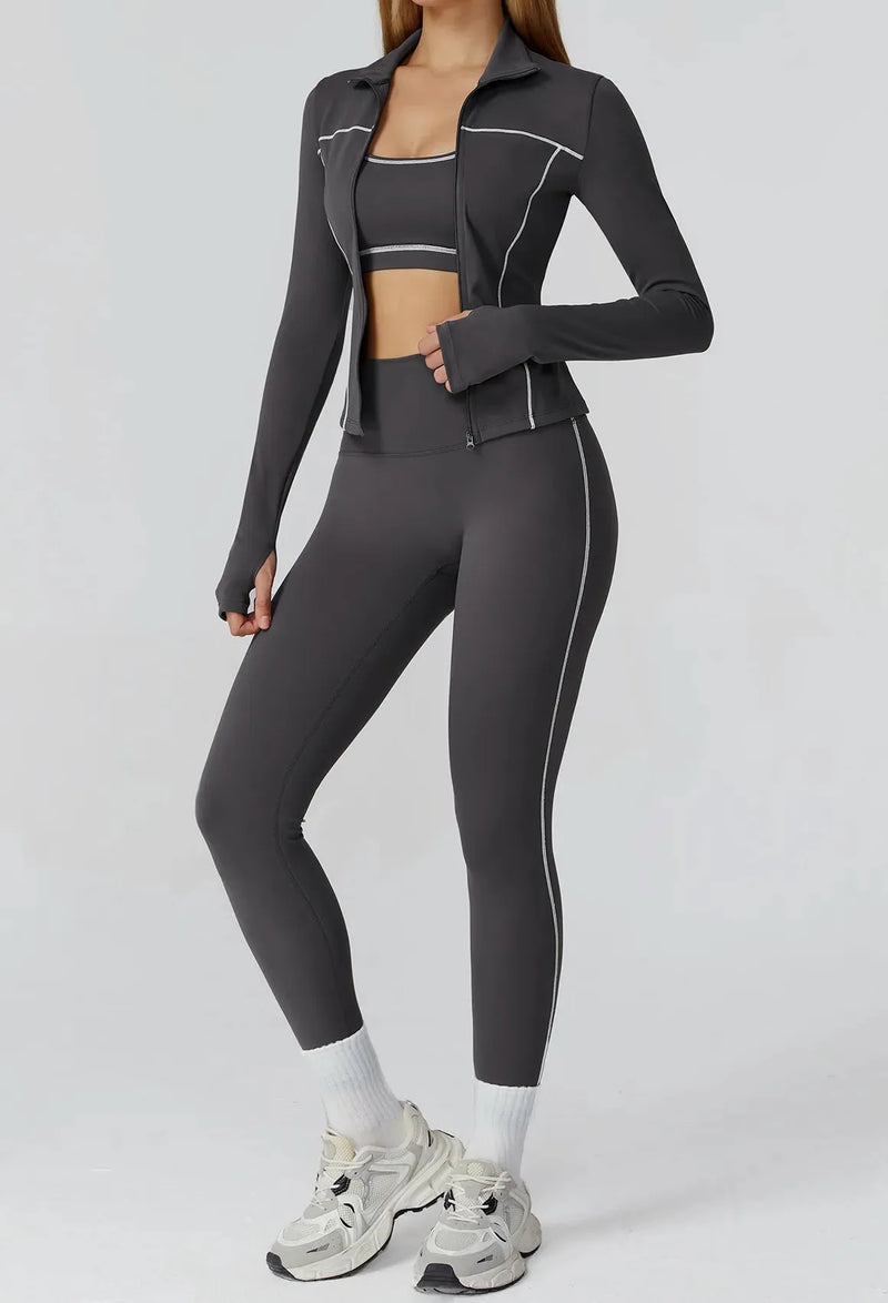 Veste femme yoga poches latérales respirant — flow