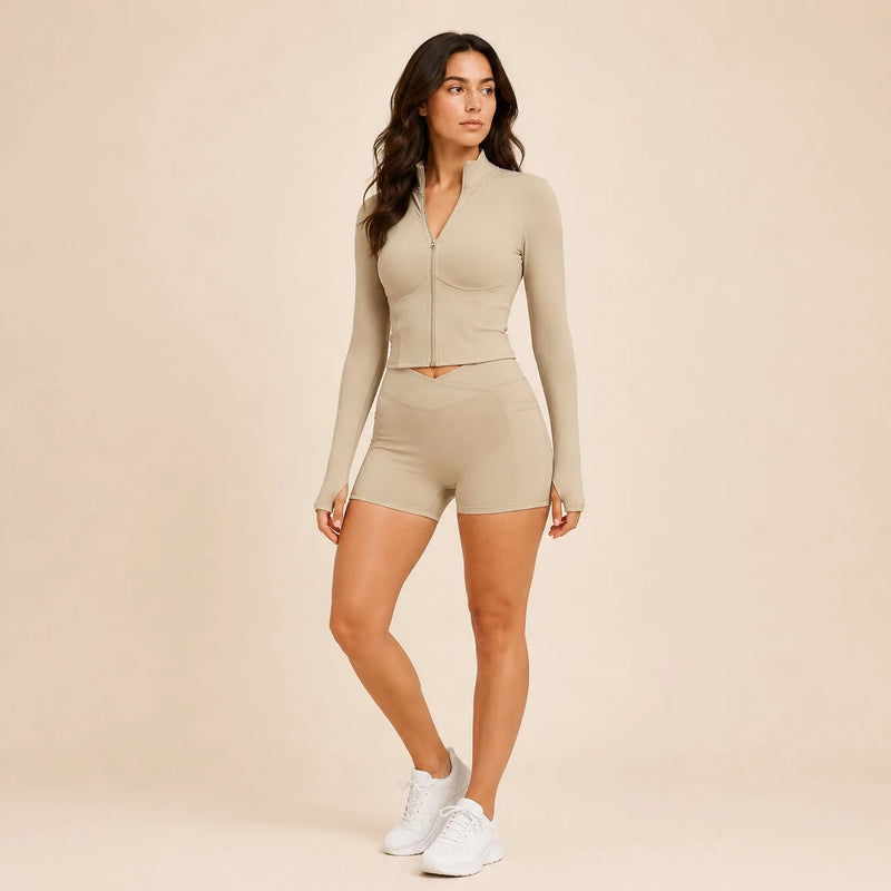 Veste femme yoga zip frontal respirant — flow