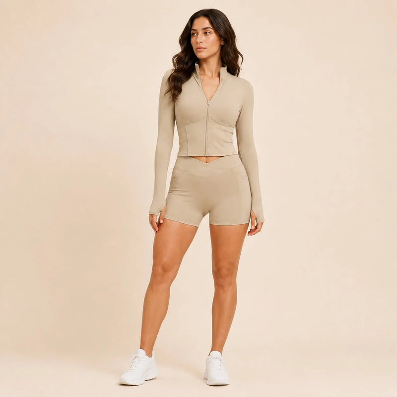 Veste femme yoga zip frontal respirant — flow