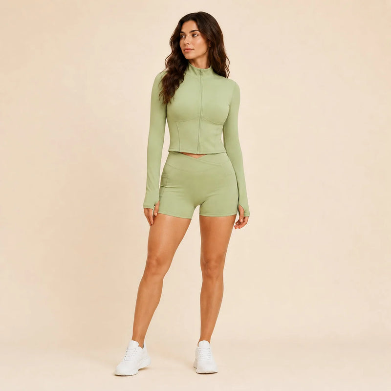 Veste femme yoga zip frontal respirant — flow