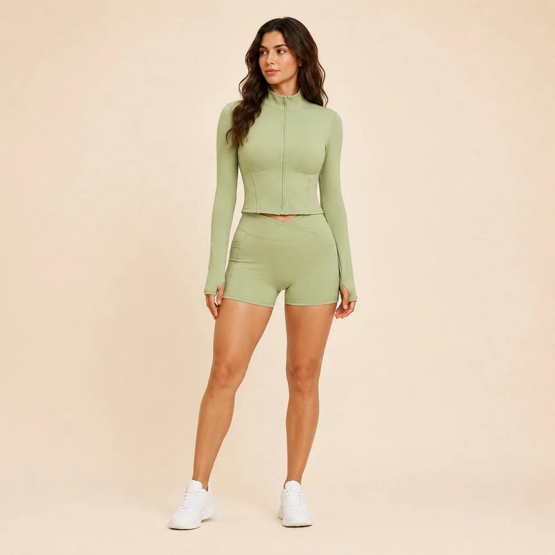 Veste femme yoga zip frontal respirant — flow