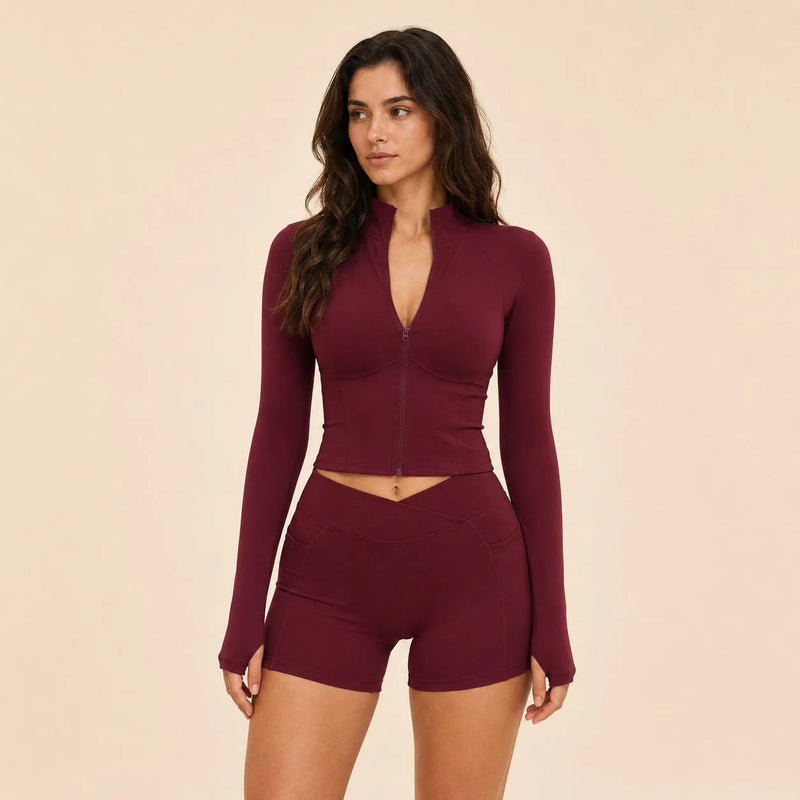 Veste femme yoga zip frontal respirant — flow