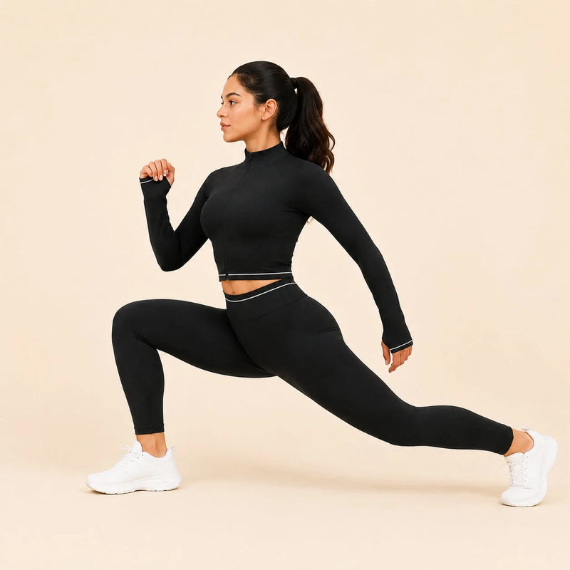 Veste femme yoga zip frontal brossée — flow