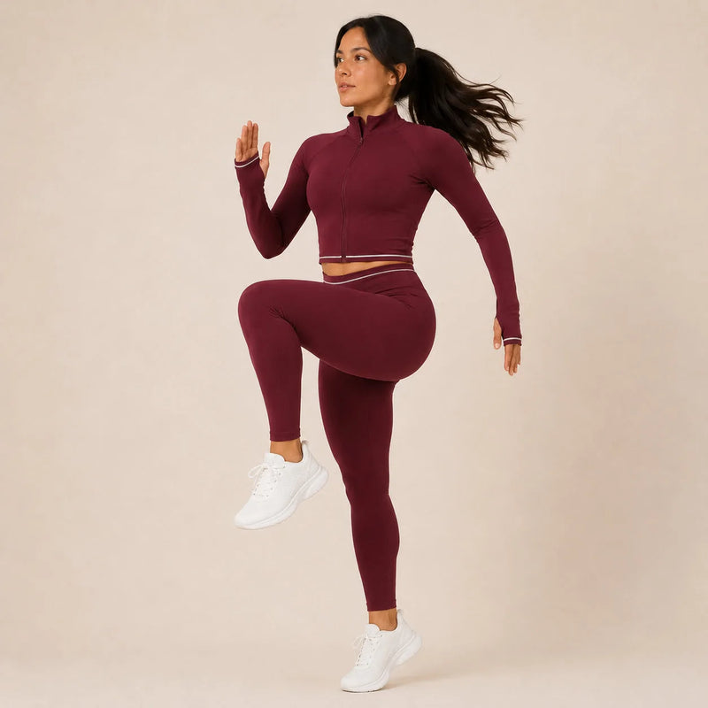 Veste femme yoga zip frontal brossée — flow