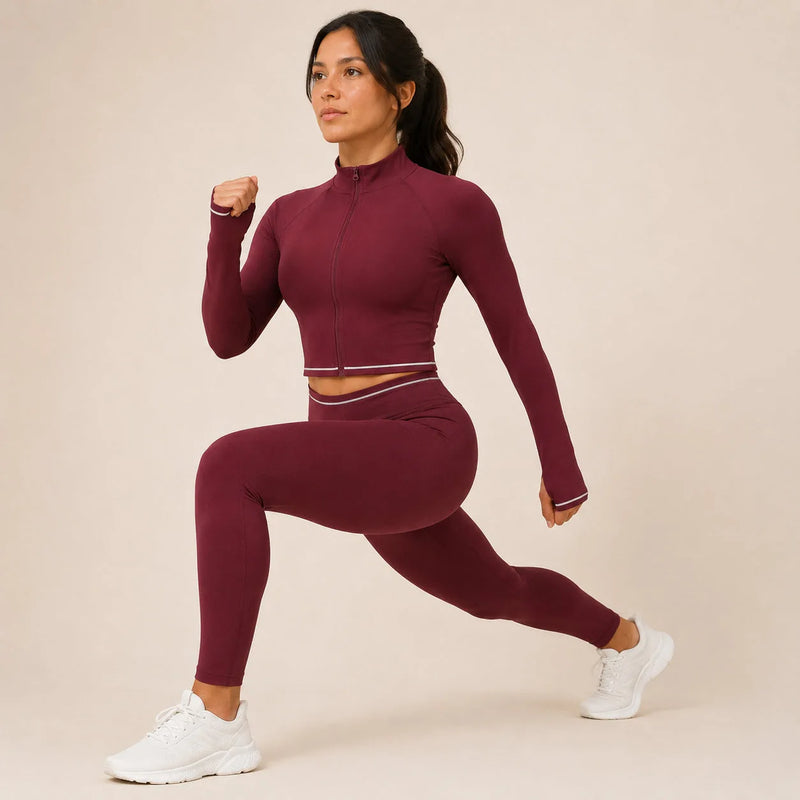 Veste femme yoga zip frontal brossée — flow