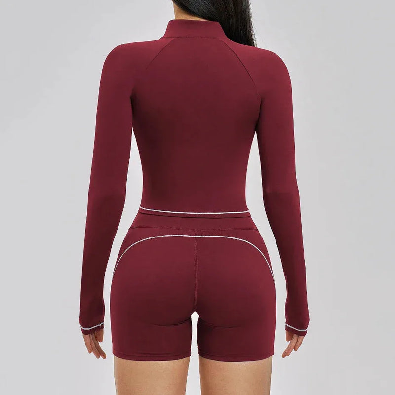 Veste femme yoga zip frontal brossée — flow
