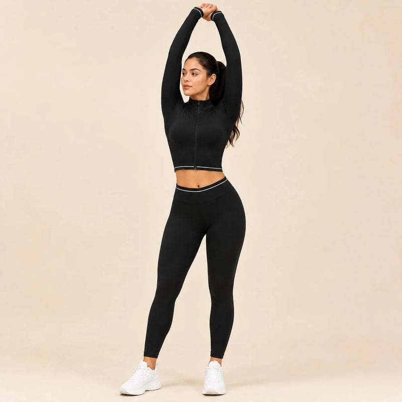 Veste femme yoga zip frontal brossée — flow