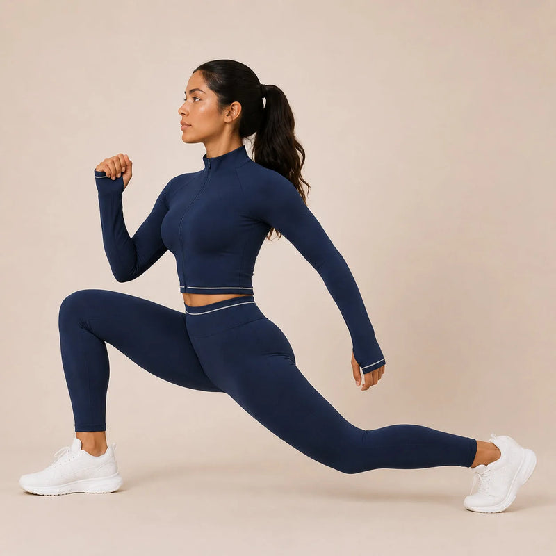 Veste femme yoga zip frontal brossée — flow