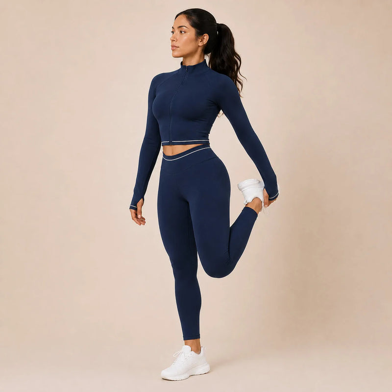 Veste femme yoga zip frontal brossée — flow